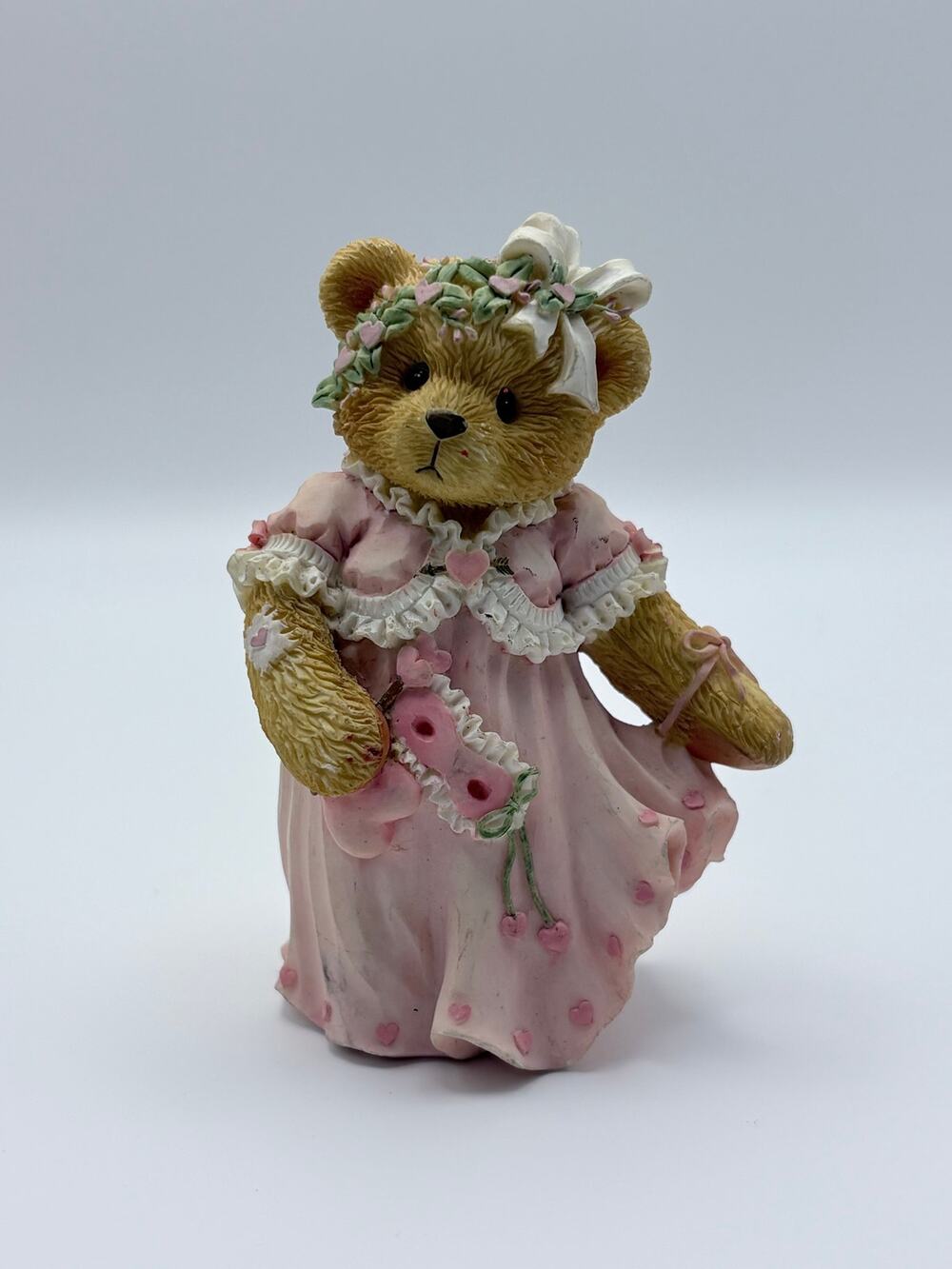 Vintage 1995 Priscilla Hillman MARIAN Pink Girl Bear Figurine Cherished Teddies